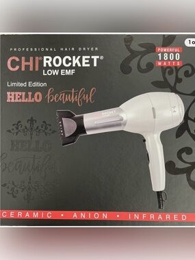 CHI Rocket Low EMF Hair Dryer - White (Limited Edition)